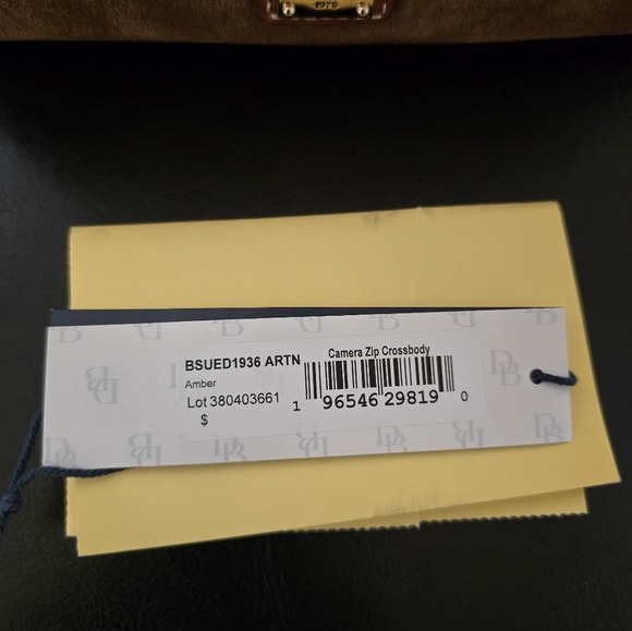 Dooney Suede Camera Zip Crossbody/Color: Amber - Picture 12 of 12